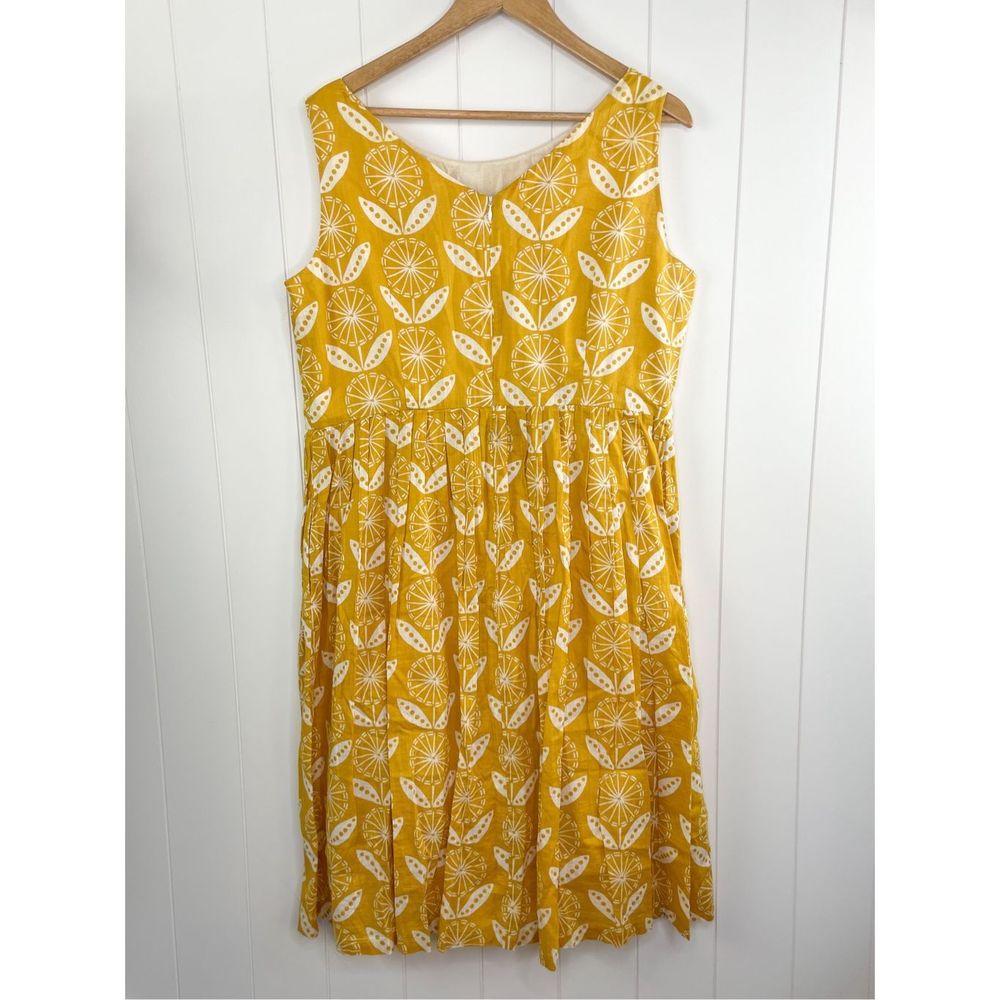 Boden Nancy Vintage Inspired Cotton Dress Sunny Flowers Size 16 L - Picture 6 of 9